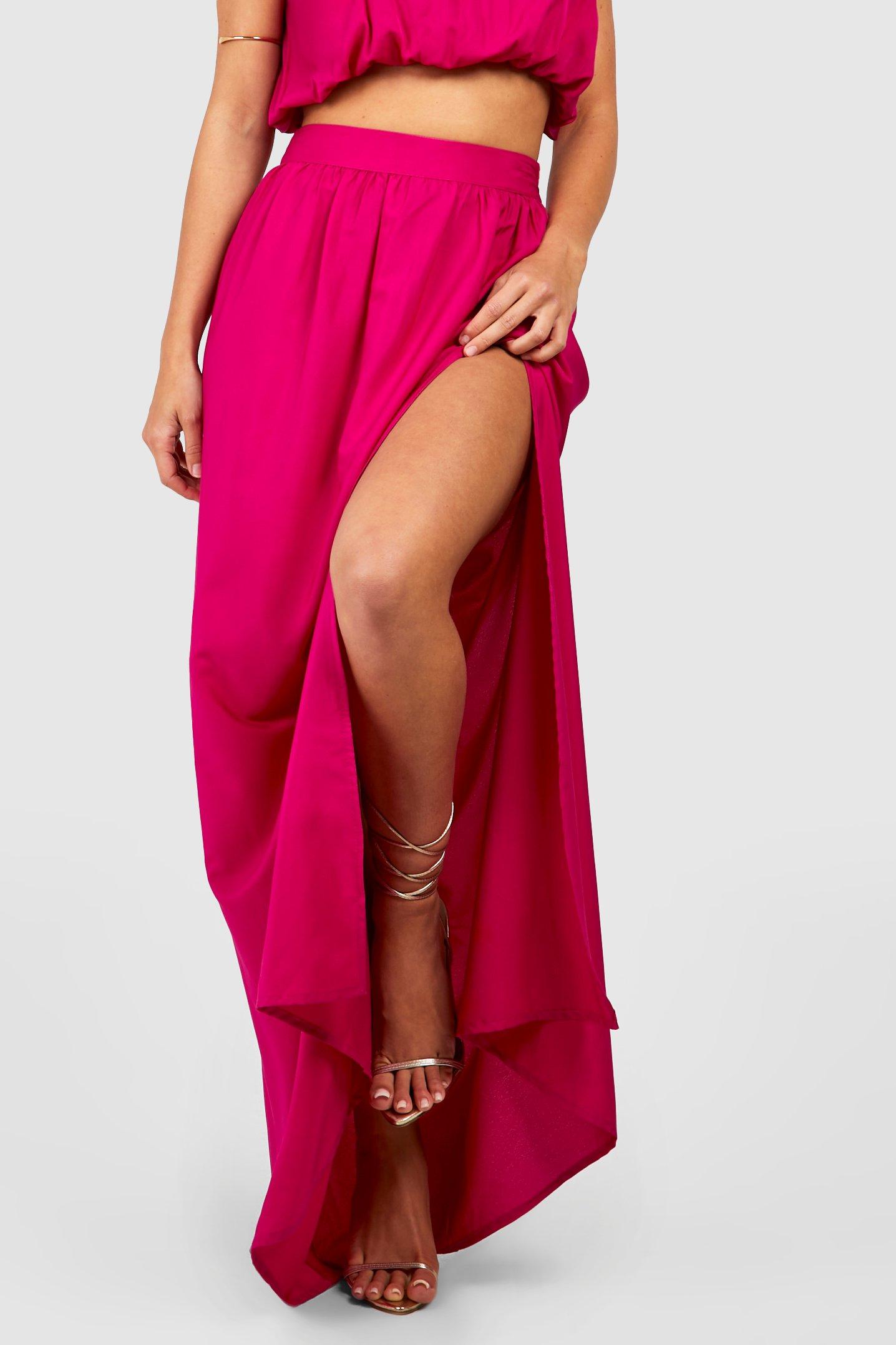 Volume Bandeau Split Side Maxi Skirt boohoo